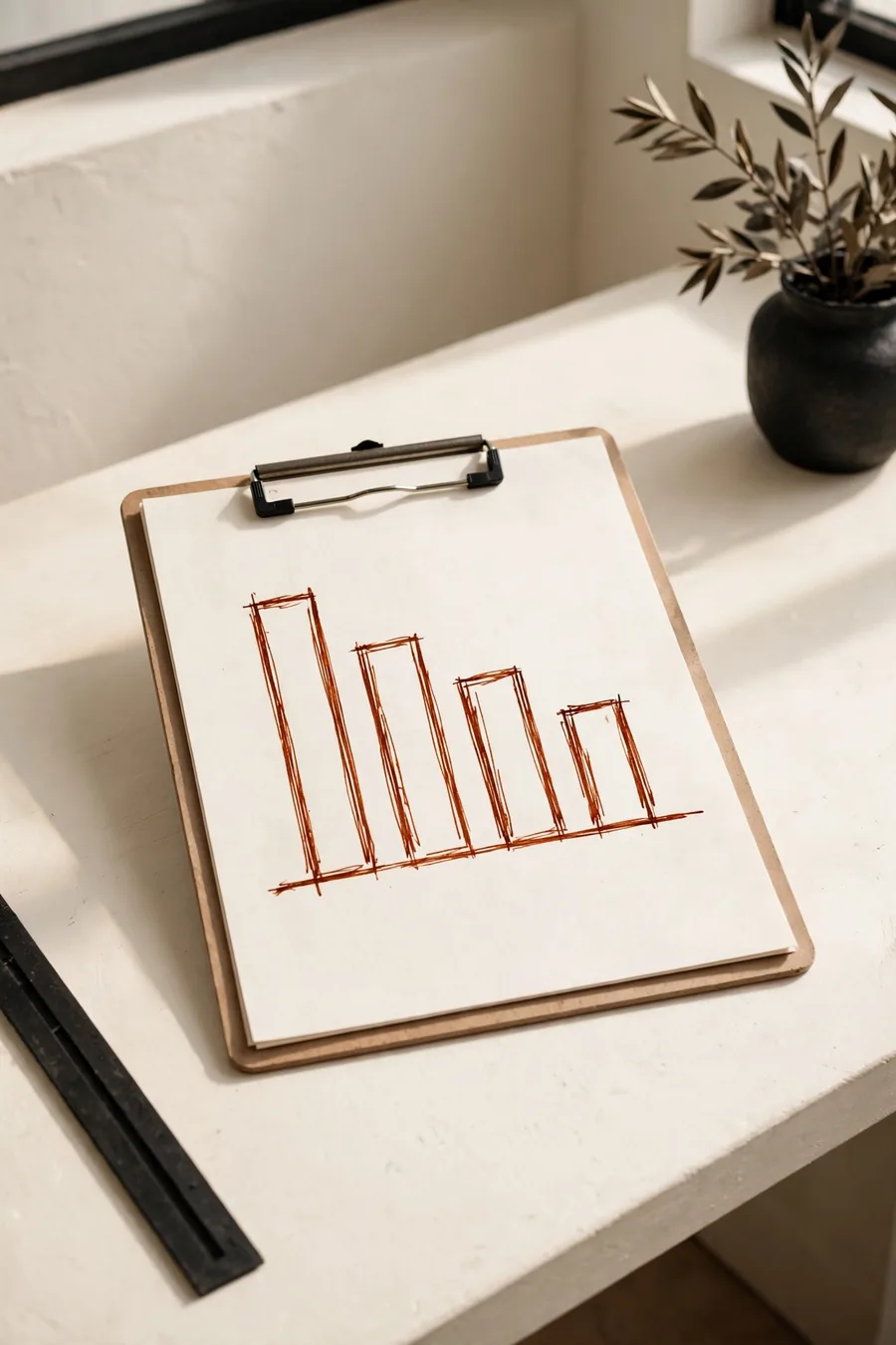 A clipboard with a chart