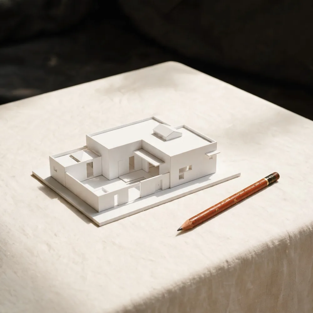 A white scale model