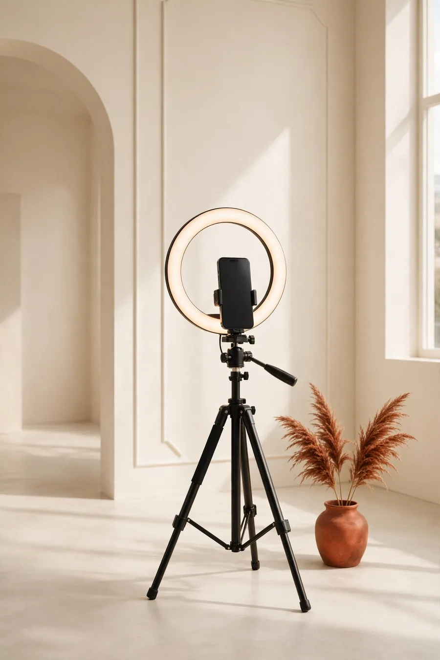 A phone on a tripod